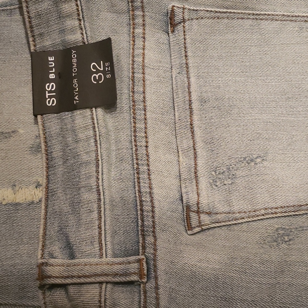 STS BLUE New Jeans Tomboy Star Studded Raw Hem Ankle Blue Pants NWT Women's 32 - Picture 12 of 17
